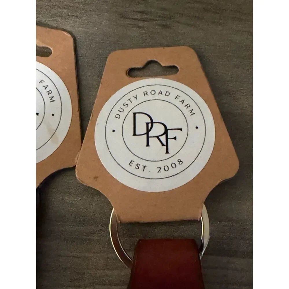 Dusty Road Farms Leather Key Fob Strap Keychain #463 New! Two! Texas DRF